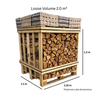 Kiln Dried Birch Value Crate & Fire Log Briquette Bundle