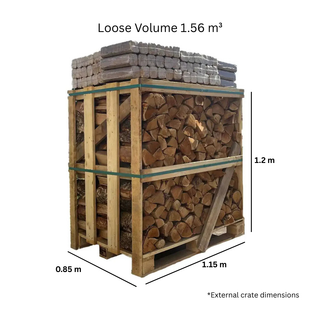 Kiln Dried Birch Crate & Fire Log Briquette Bundle