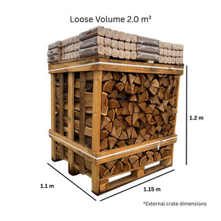 Value Crate of Kiln Dried Oak & Fire Log Briquette Bundle