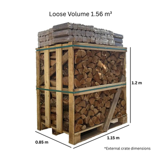 Kiln Dried Oak Crate & Fire Log Briquette Bundle
