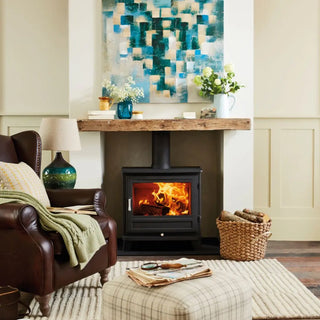 stove in a fireplace