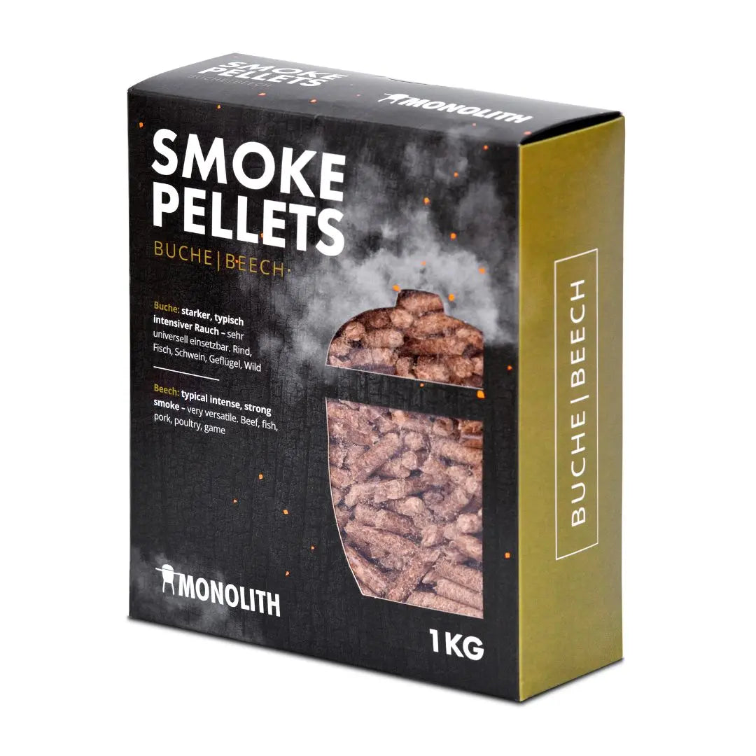 Monolith Kamado Grill Beech Wood Smoke Pellets 1kg on white background