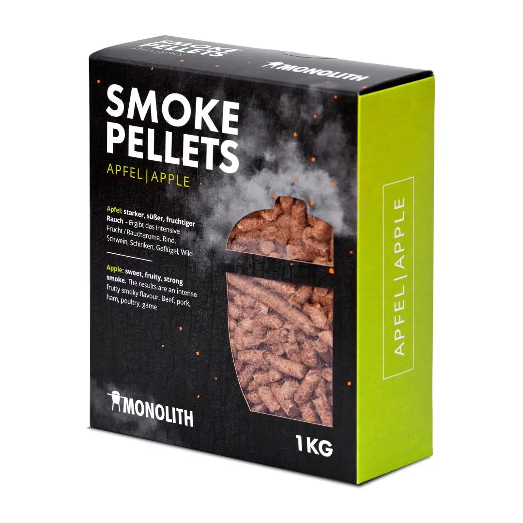 Monolith Kamado Grill Apple Wood Smoke Pellets 1kg on white background
