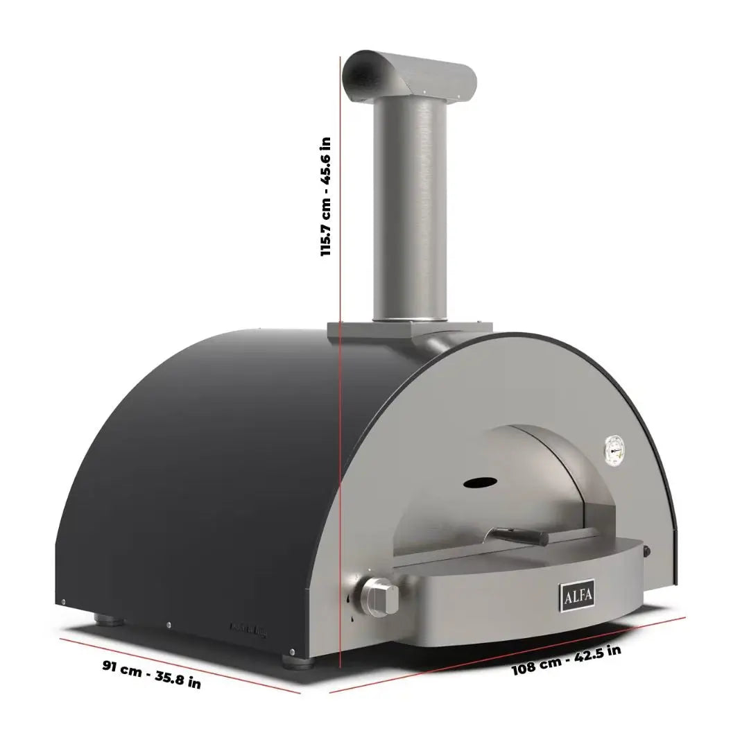 Alfa Classico 4 Pizze Hybrid Gas pizza oven with dimensions