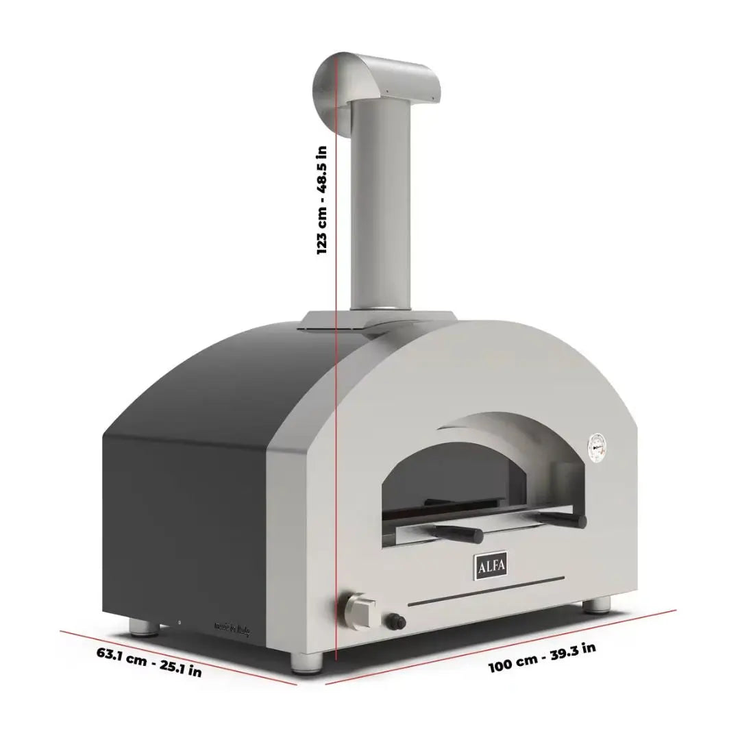 Alfa Futuro 2 Pizze Hybrid Pizza Oven - Silver Black Dimensions