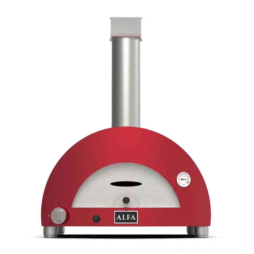 Alfa Moderno 1 Pizze Hybrid Pizza Oven in Antique Red on a white background