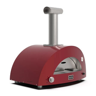 Alfa Moderno 2 Pizze Hybrid Pizza Oven in Antique Red on a white background side front view