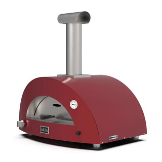 Alfa Moderno 2 Pizze Hybrid Pizza Oven in Antique Red on a white background side front view