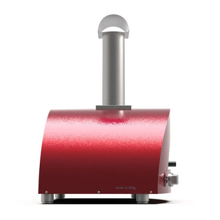 Alfa Moderno 2 Pizze Hybrid Pizza Oven in Antique Red on a white background side view