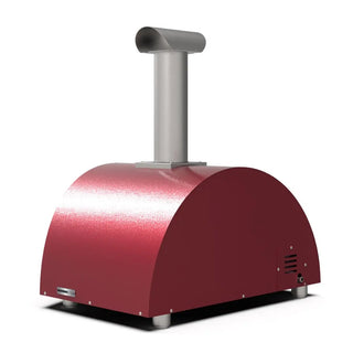 Alfa Moderno 2 Pizze Hybrid Pizza Oven in Antique Red on a white background side back view