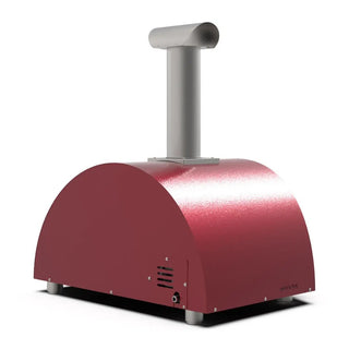 Alfa Moderno 2 Pizze Hybrid Pizza Oven in Antique Red on a white background side back view