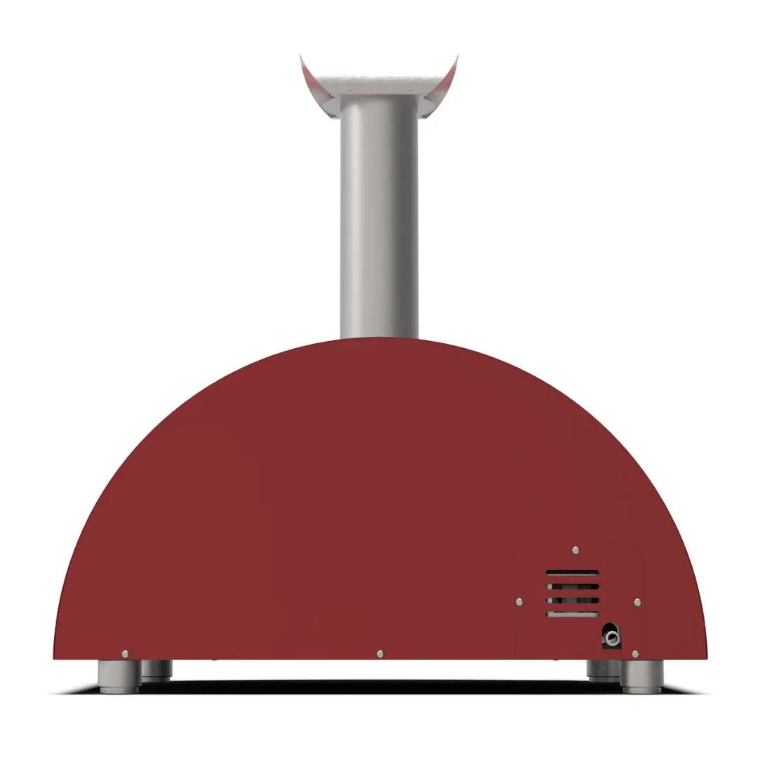 Alfa Moderno 2 Pizze Hybrid Pizza Oven in Antique Red on a white background back view