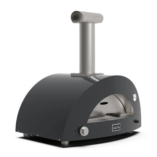 Alfa Moderno 2 Pizze Hybrid Pizza Oven in Ardesia Grey on a white background side front view