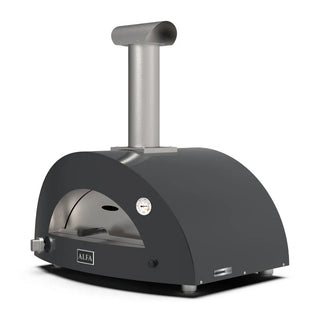 Alfa Moderno 2 Pizze Hybrid Pizza Oven in Ardesia Grey on a white background side front view