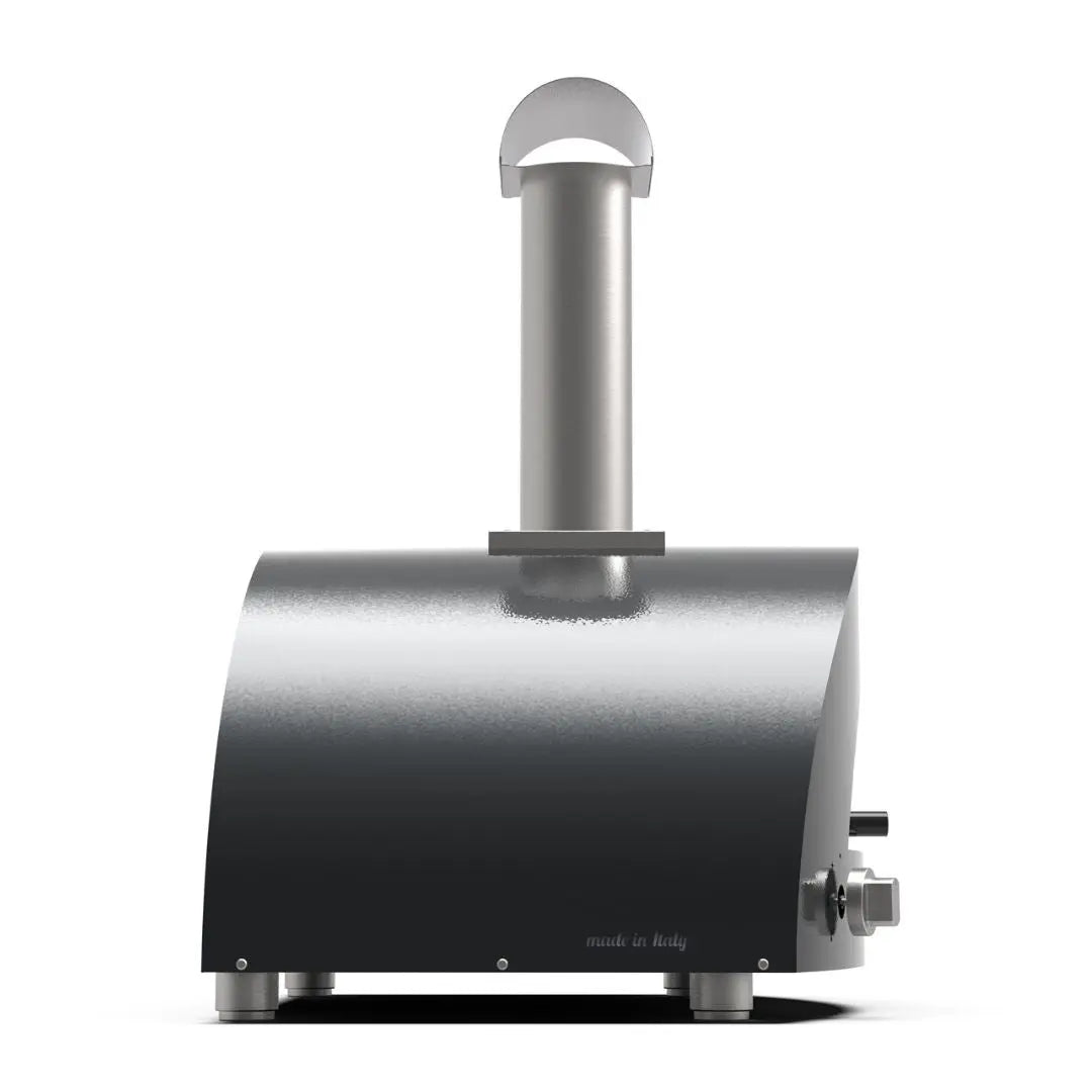 Alfa Moderno 2 Pizze Hybrid Pizza Oven in Ardesia Grey on a white background side view