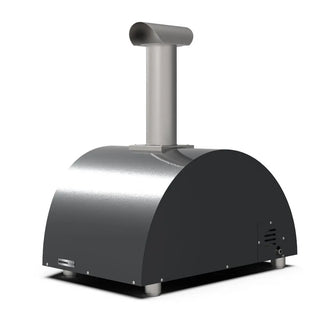 Alfa Moderno 2 Pizze Hybrid Pizza Oven in Ardesia Grey on a white background side back view