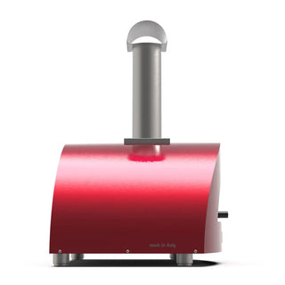 Alfa Moderno 2 Pizze Wood Fired Pizza Oven in Antique Red on a white background side view