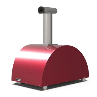 Alfa Moderno 2 Pizze Wood Fired Pizza Oven in Antique Red on a white background side back view