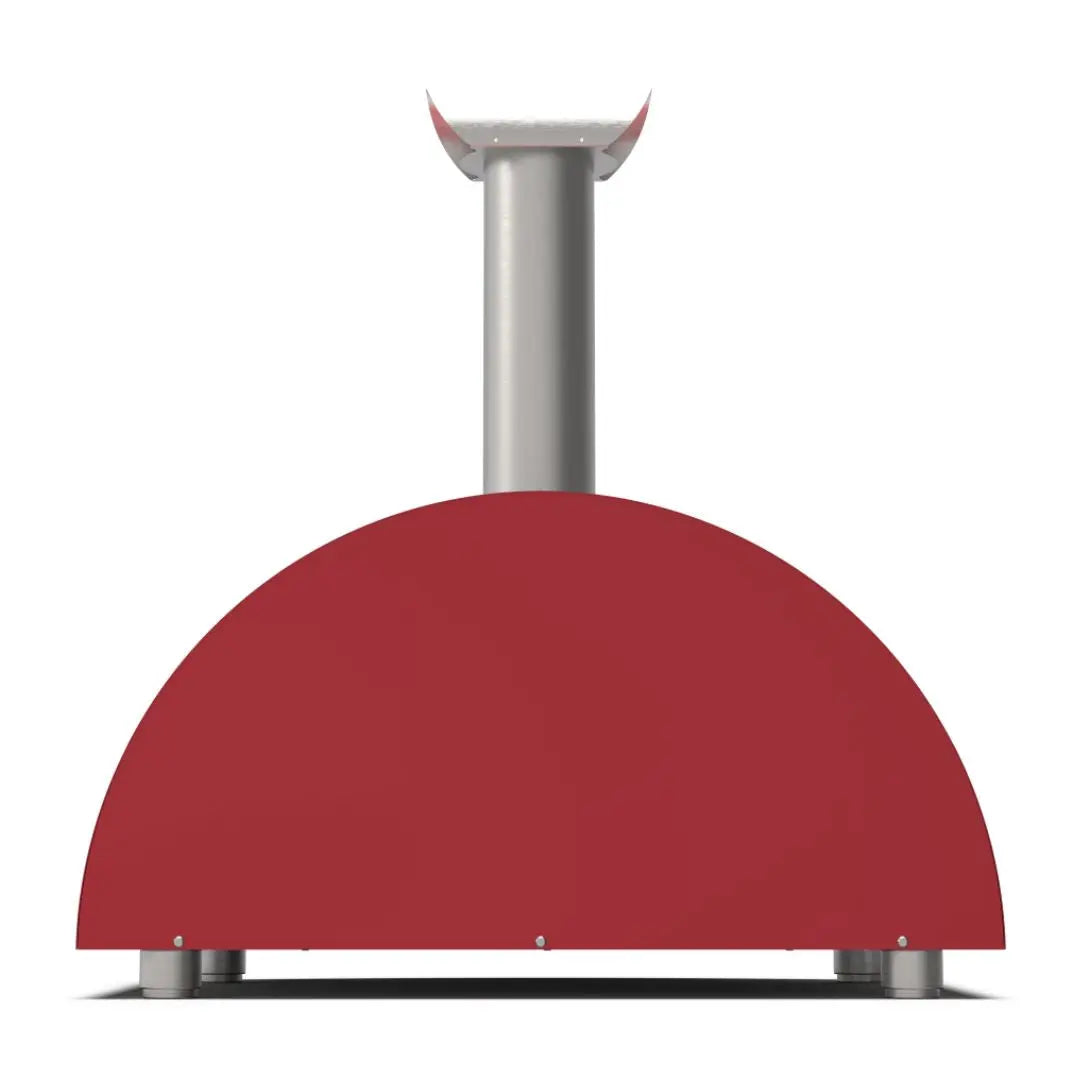 Alfa Moderno 2 Pizze Wood Fired Pizza Oven in Antique Red on a white background back view