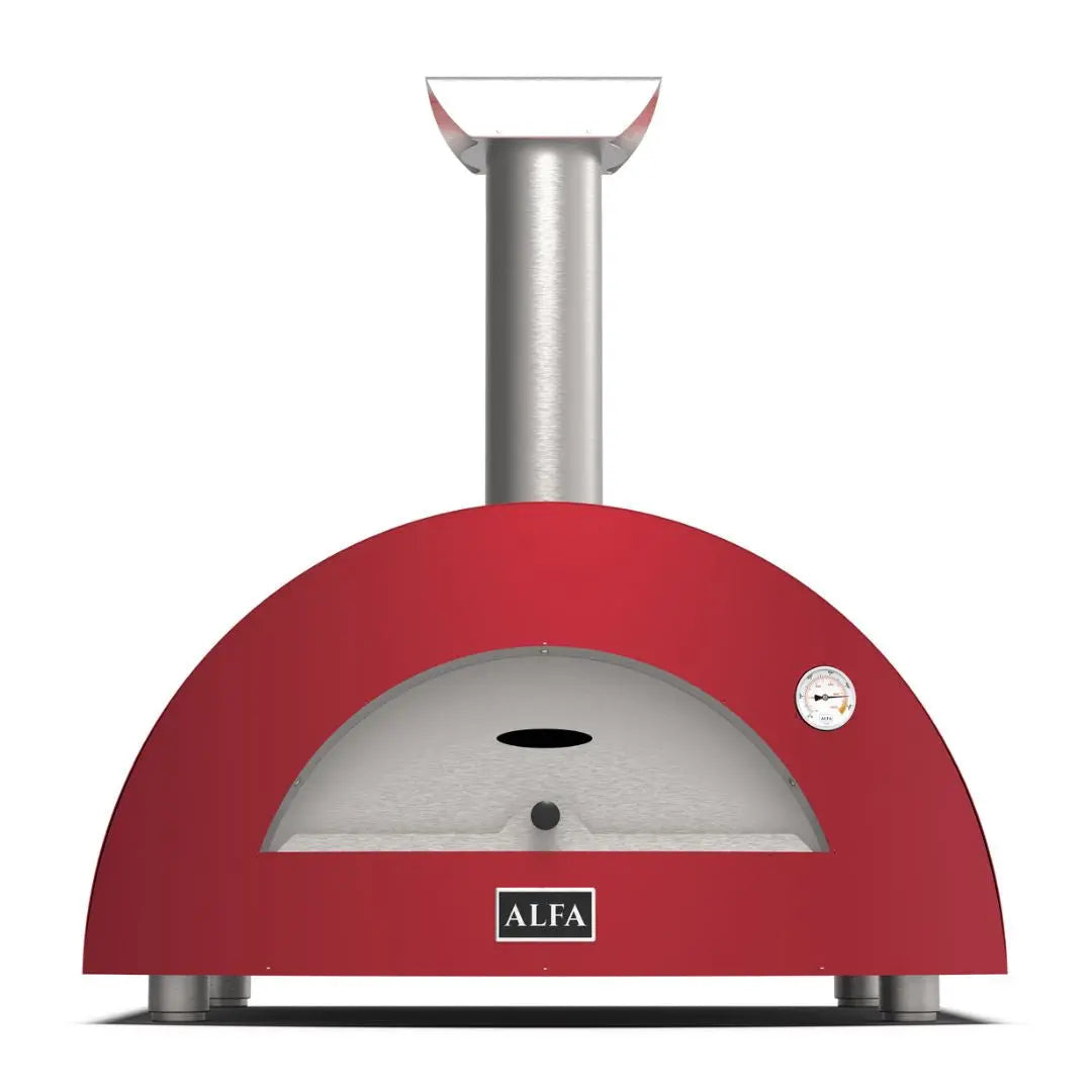 Alfa Moderno 2 Pizze Wood Fired Pizza Oven in Antique Red on a white background
