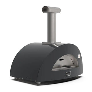 Alfa Moderno 2 Pizze Wood Fired Pizza Oven in Ardesia Grey on a white background side front view