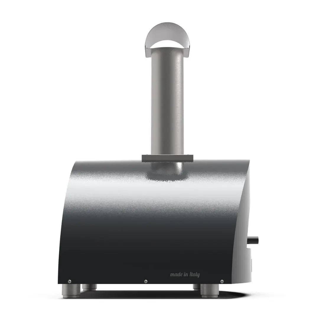 Alfa Moderno 2 Pizze Wood Fired Pizza Oven in Ardesia Grey on a white background side view