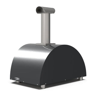 Alfa Moderno 2 Pizze Wood Fired Pizza Oven in Ardesia Grey on a white background side back view