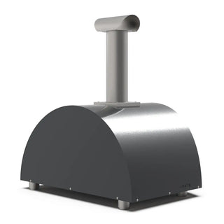Alfa Moderno 2 Pizze Wood Fired Pizza Oven in Ardesia Grey on a white background side back view