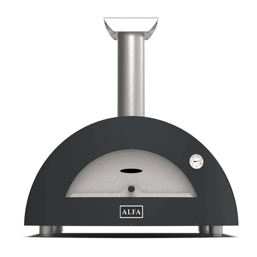 Alfa Moderno 2 Pizze Wood Fired Pizza Oven in Ardesia Grey on a white background