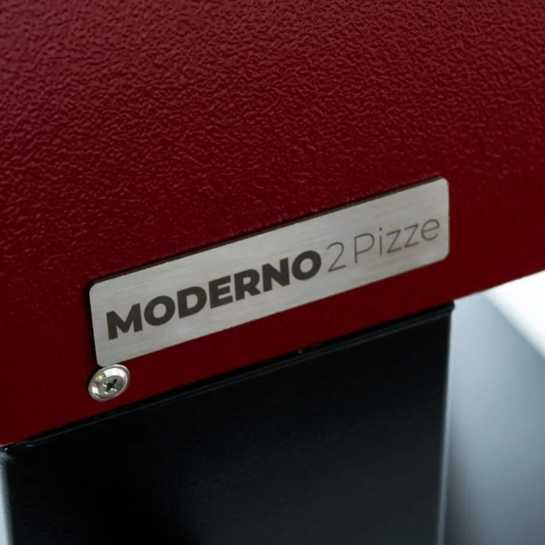 Alfa Moderno 2 Pizze Wood Fired Pizza Oven in Antique Red model closeup