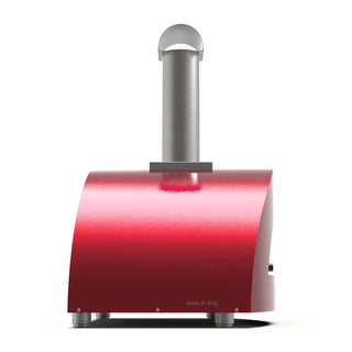 Alfa Moderno 3 Pizze Wood Fired Pizza Oven in Antique Red on a white background side view