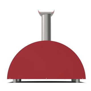 Alfa Moderno 3 Pizze Wood Fired Pizza Oven in Antique Red on a white background back view