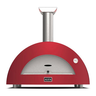 Alfa Moderno 3 Pizze Wood Fired Pizza Oven in Antique Red on a white background