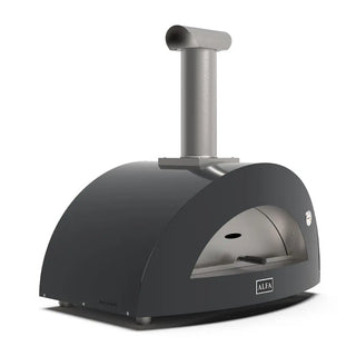 Alfa Moderno 3 Pizze Wood Fired Pizza Oven in Ardesia Grey on a white background side front view