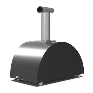 Alfa Moderno 3 Pizze Wood Fired Pizza Oven in Ardesia Grey on a white background side back view