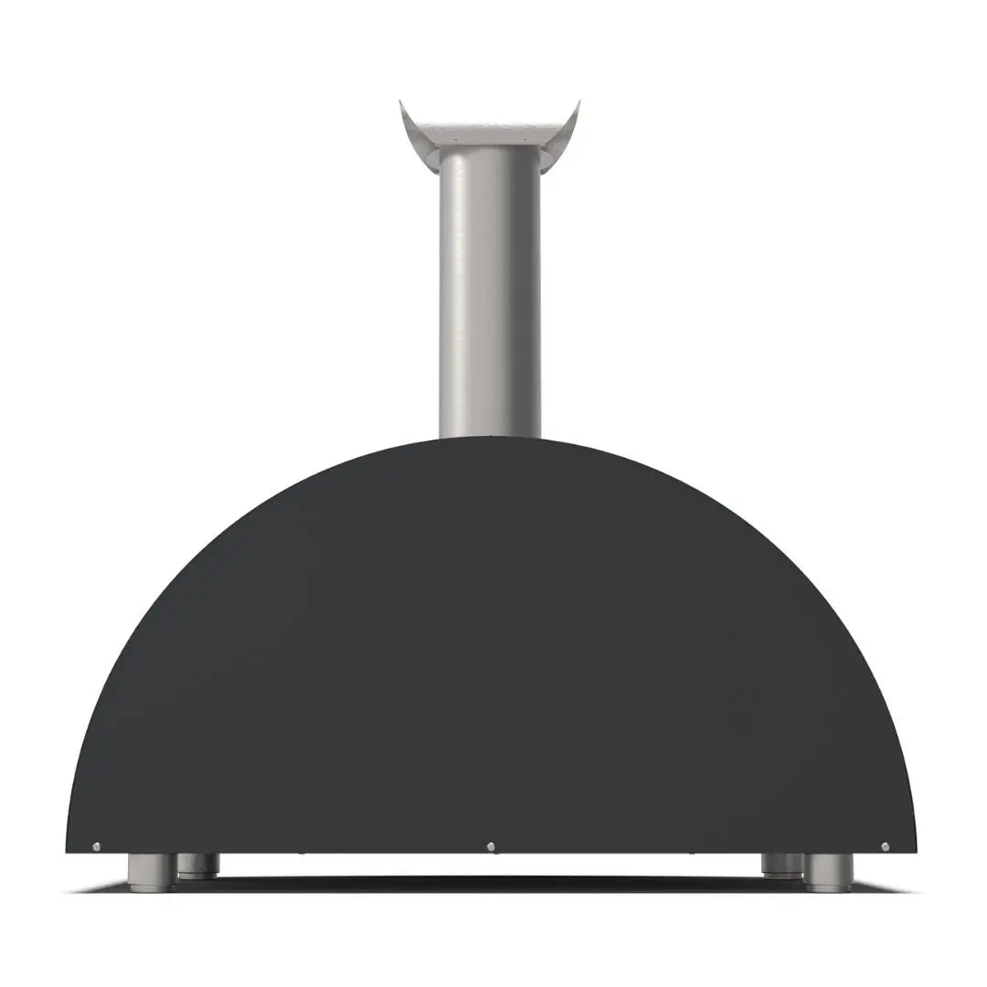 Alfa Moderno 3 Pizze Wood Fired Pizza Oven in Ardesia Grey on a white background back view