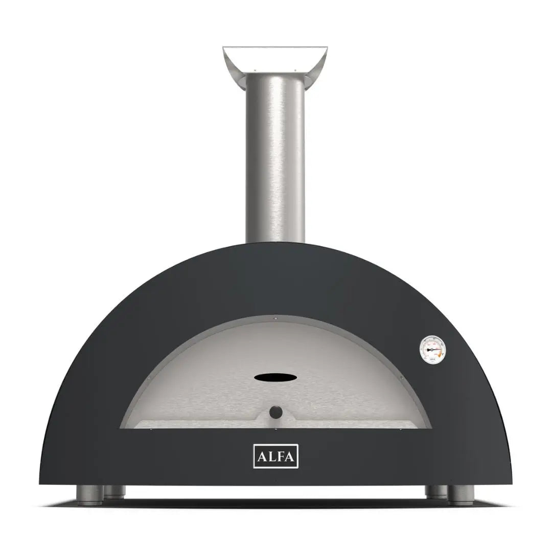 Alfa Moderno 3 Pizze Wood Fired Pizza Oven in Ardesia Grey on a white background