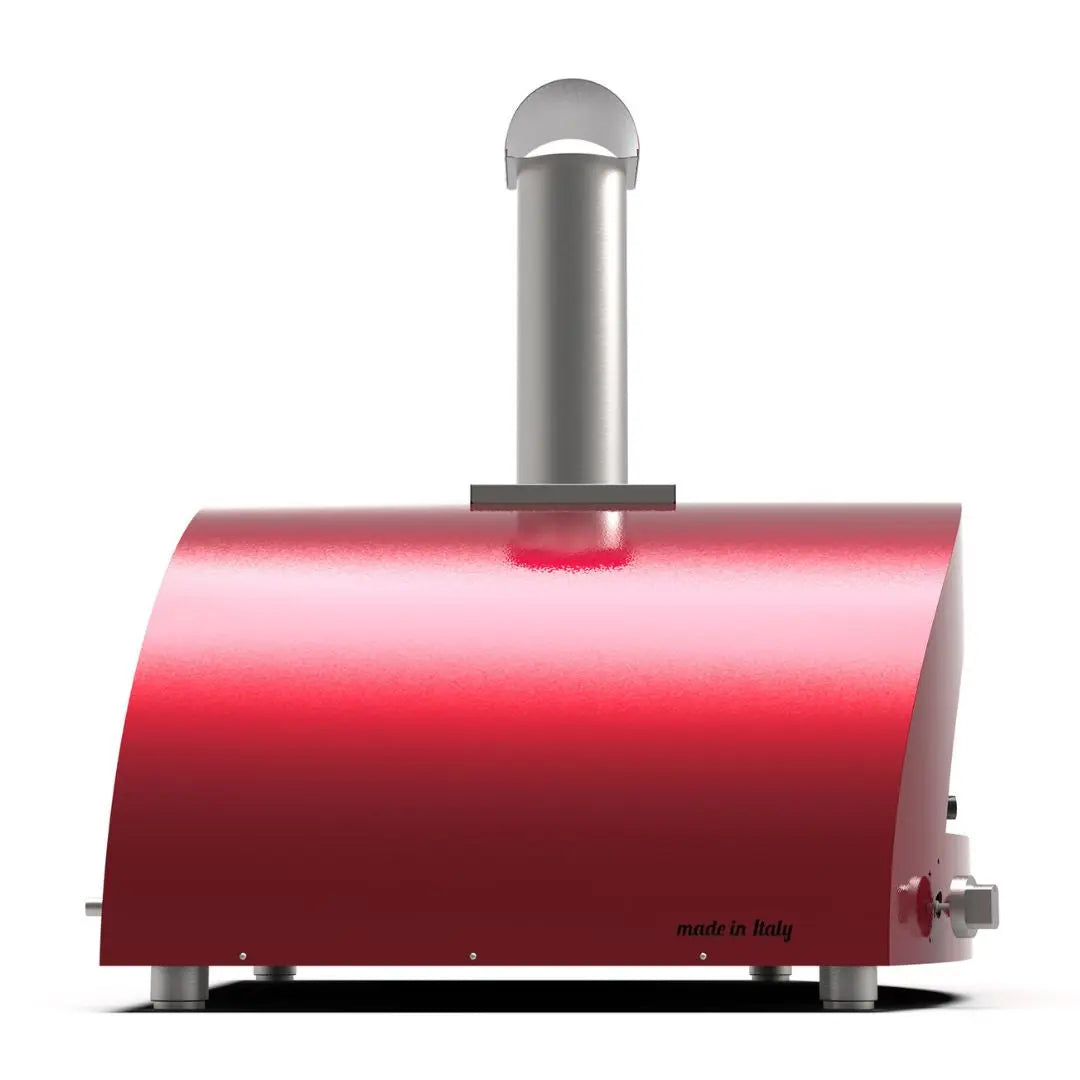 Alfa Moderno 5 Pizze Hybrid Gas Pizza Oven in Antique Red on a white background side view