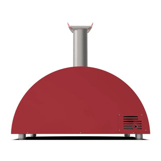 Alfa Moderno 5 Pizze Hybrid Gas Pizza Oven in Antique Red on a white background back view