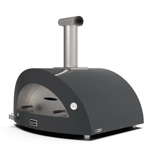 Alfa Moderno 5 Pizze Hybrid Gas Pizza Oven in Ardesia Grey on a white background side front view