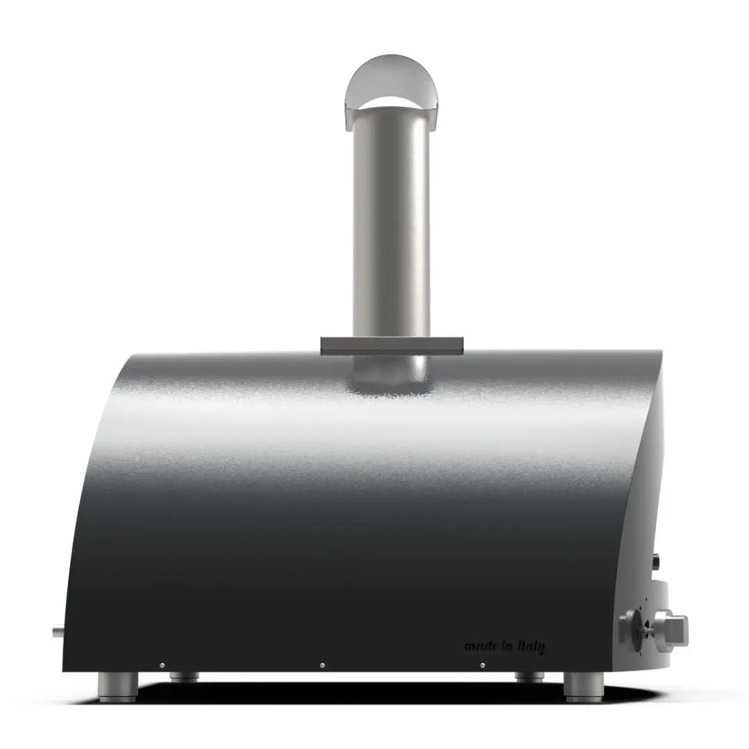 Alfa Moderno 5 Pizze Hybrid Gas Pizza Oven in Ardesia Grey on a white background side view