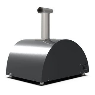 Alfa Moderno 5 Pizze Hybrid Gas Pizza Oven in Ardesia Grey on a white background side back view