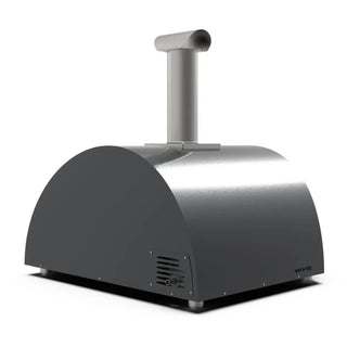 Alfa Moderno 5 Pizze Hybrid Gas Pizza Oven in Ardesia Grey on a white background side back view