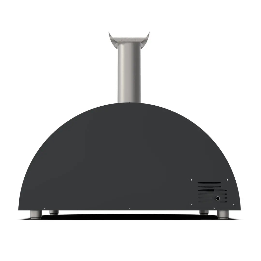 Alfa Moderno 5 Pizze Hybrid Gas Pizza Oven in Ardesia Grey on a white background back view