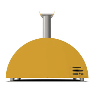 Alfa Moderno 5 Pizze Hybrid Gas Pizza Oven in Fire Yellow on a white background back view