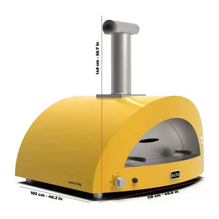 Yellow Alfa Moderno 5 Pizze Pizza Oven with dimensions