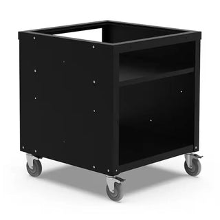 Black Alfa Cooking Station 80 Frame with two shelves wheels on a white background
