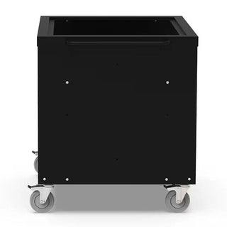 Black Alfa Cooking Station 80 Frame with two shelves wheels on a white background
