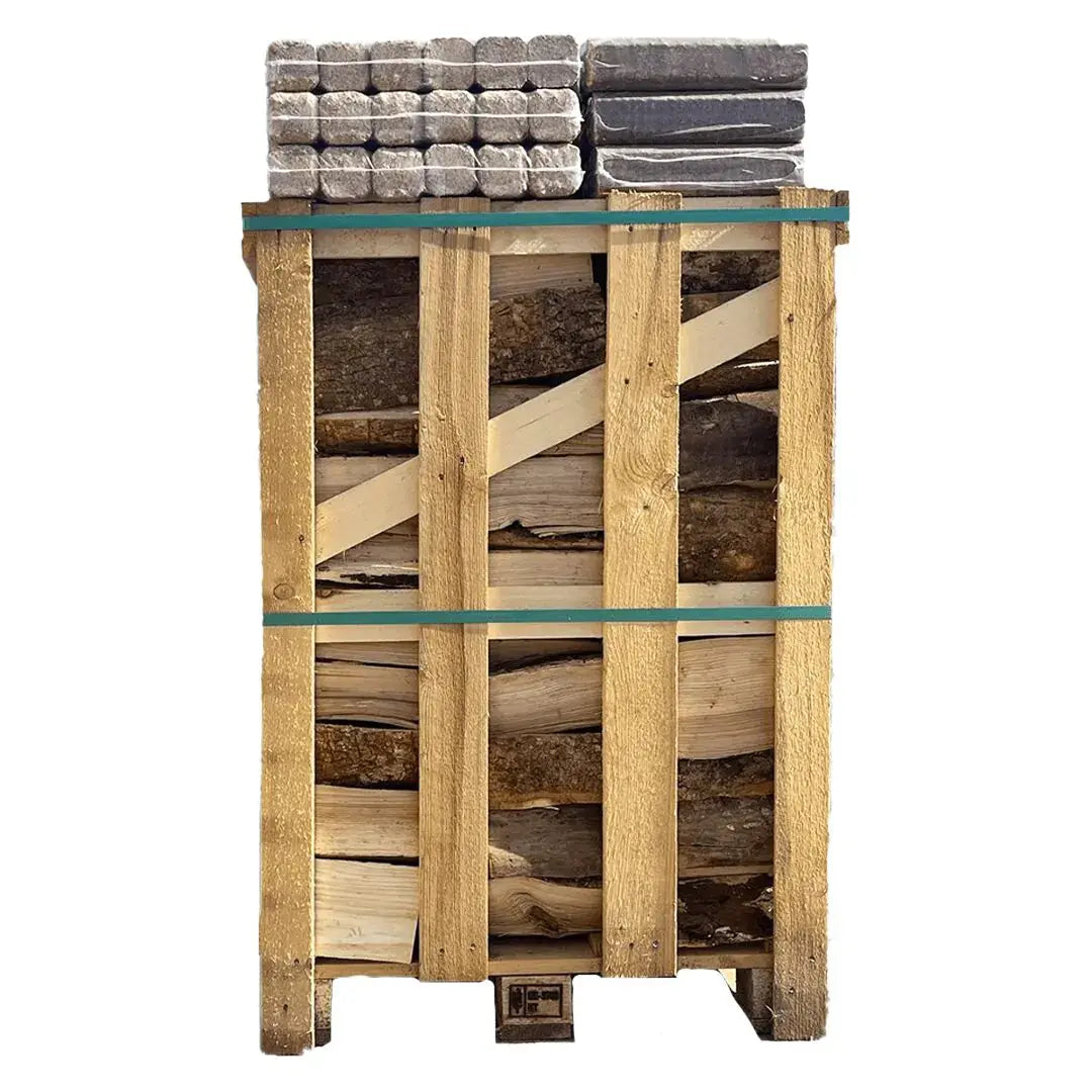 standard kiln dried ash firewood crate with Calido Fire Logs