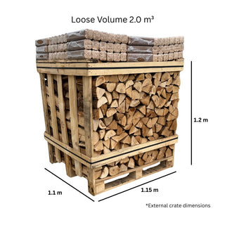 Kiln Dried Ash Value Crate & Fire Log Briquette Bundle